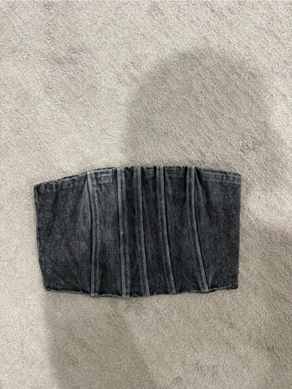 Charcoal Washed Denim Corset Crop Top